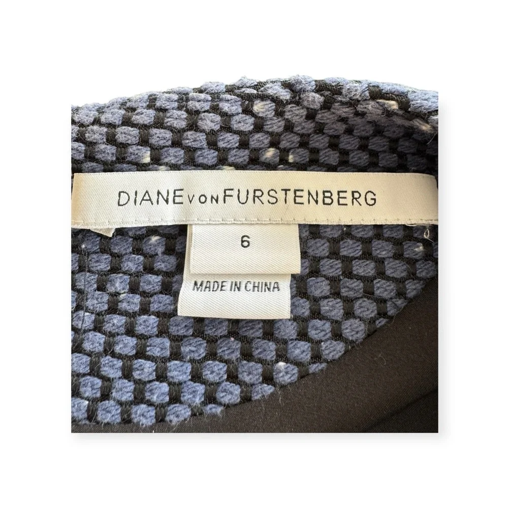 Diane Von Furstenberg DVF  navy sleeveless dress w white speckles Sz 6 small - Picture 13 of 13